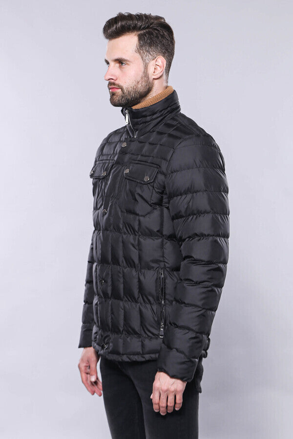 WSS Quilted Black Men Winter Coat  - St. Petersburg