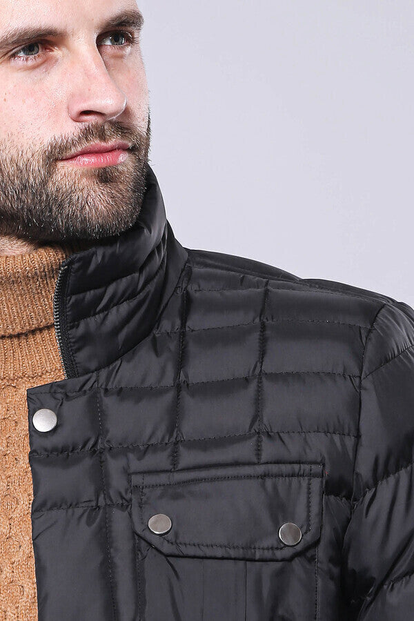 WSS Quilted Black Men Winter Coat  - St. Petersburg