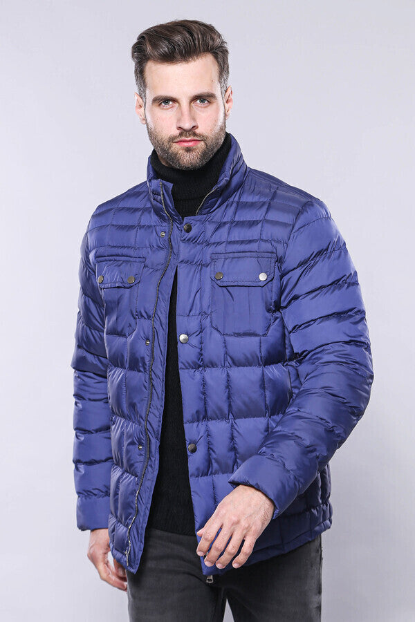 WSS Quilted Blue Men Winter Coat  - Willich
