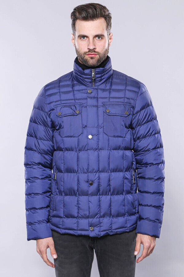 WSS Quilted Blue Men Winter Coat  - Willich