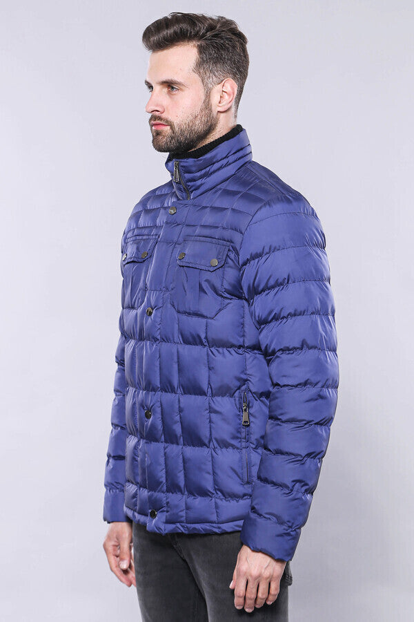 WSS Quilted Blue Men Winter Coat  - Willich
