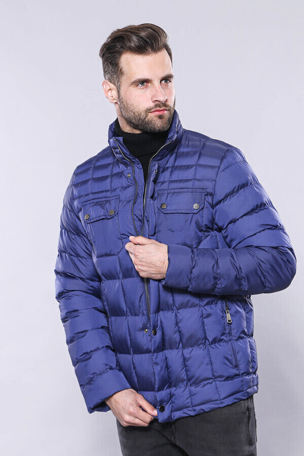 WSS Quilted Blue Men Winter Coat  - Willich