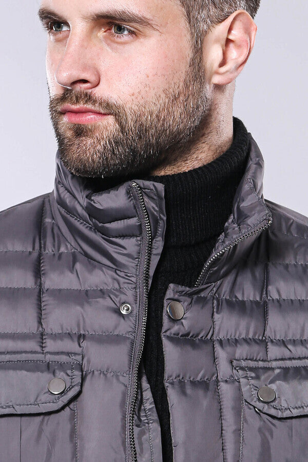 WSS Quilted Grey Men Winter Coat  - Tecámac