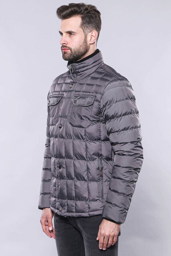 WSS Quilted Grey Men Winter Coat  - Tecámac
