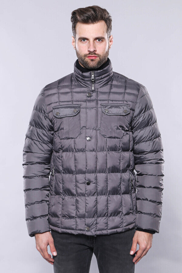 WSS Quilted Grey Men Winter Coat  - Tecámac