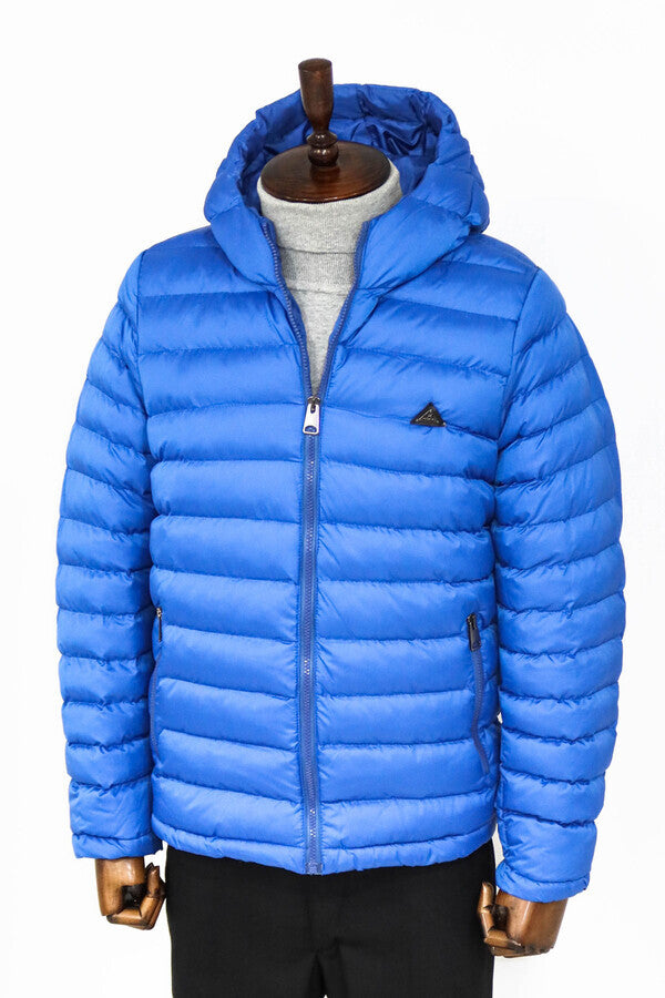 WSS Quilted Hooded Puffer Blue Men's Coat  - Reims