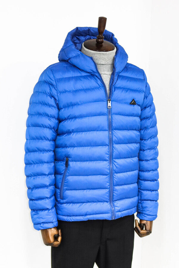 WSS Quilted Hooded Puffer Blue Men's Coat  - Reims