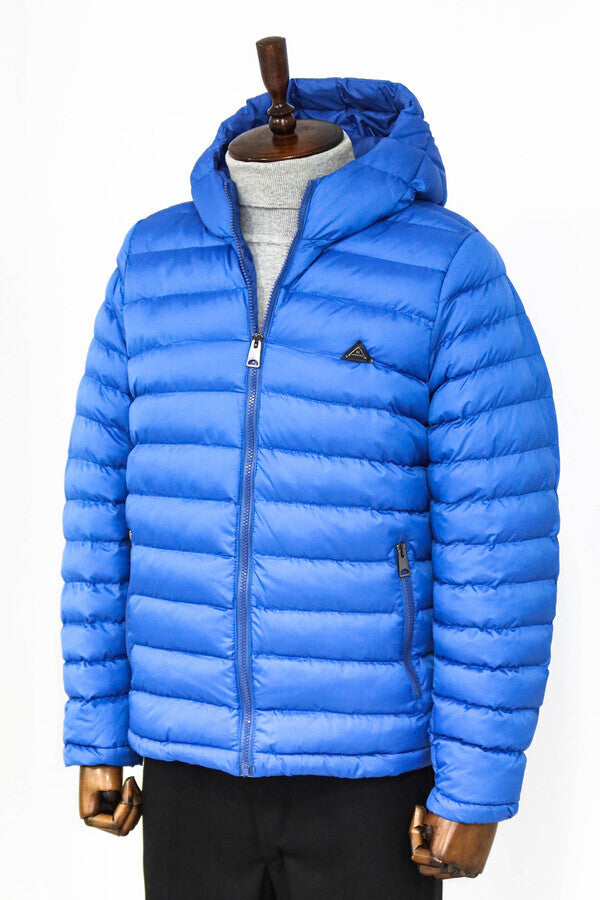 WSS Quilted Hooded Puffer Blue Men's Coat  - Reims