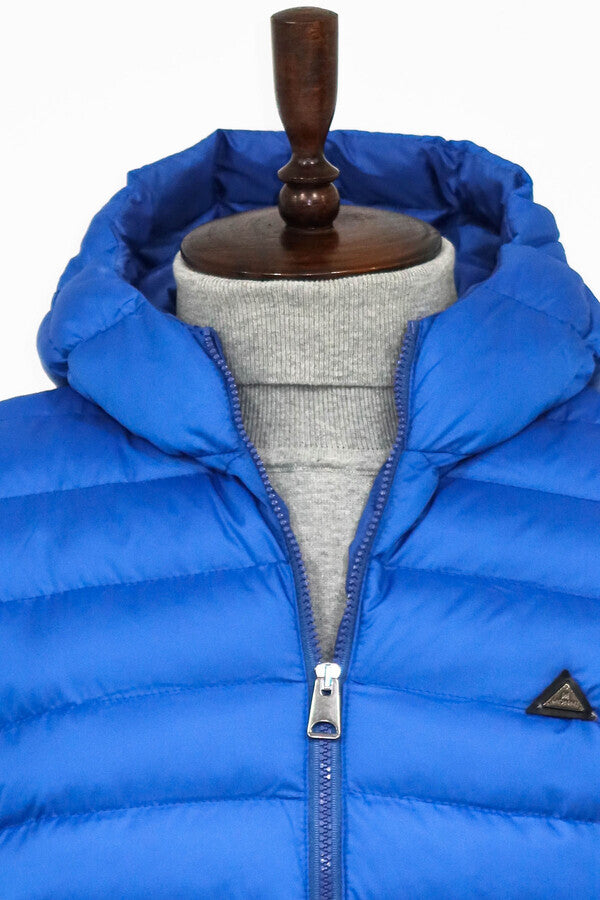 WSS Quilted Hooded Puffer Blue Men's Coat  - Reims