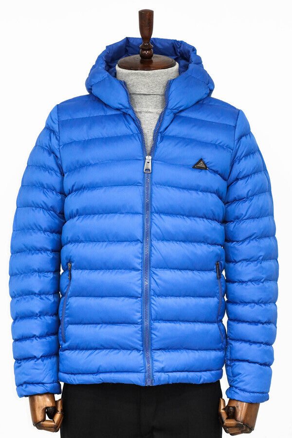 WSS Quilted Hooded Puffer Blue Men's Coat  - Reims