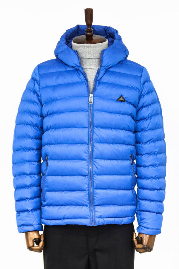 WSS Quilted Hooded Puffer Blue Men's Coat  - Reims
