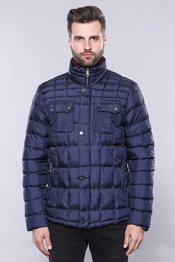 WSS Quilted Navy Blue Men Winter Coat  - Gresham