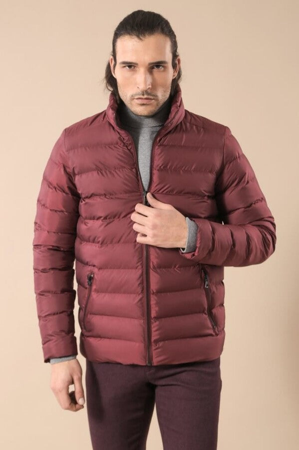 WSS Quilted Standing Collar 2 Pockets Short Men Down Coat  - Bitterfeld