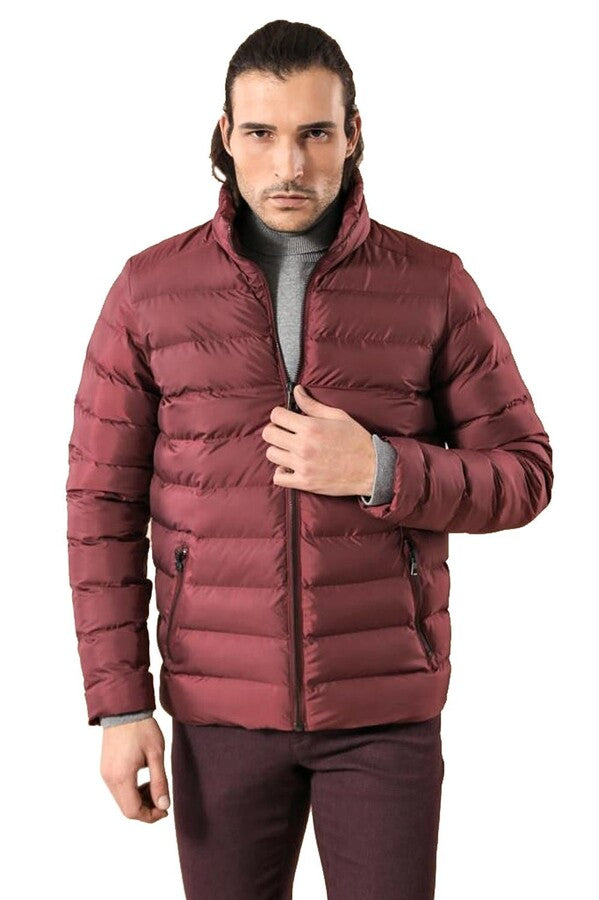 WSS Quilted Standing Collar 2 Pockets Short Men Down Coat  - Bitterfeld