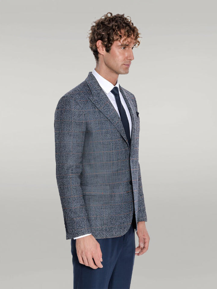 WSS Checked Navy Blue Men Blazer  - Singen