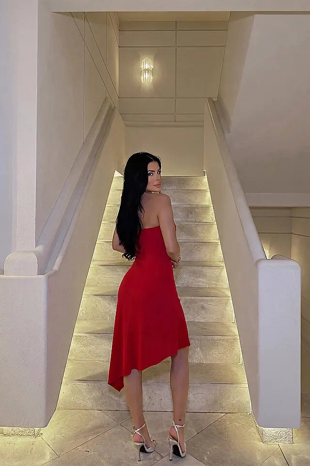 EYY Women Red Basic Mini Dress - West Allis