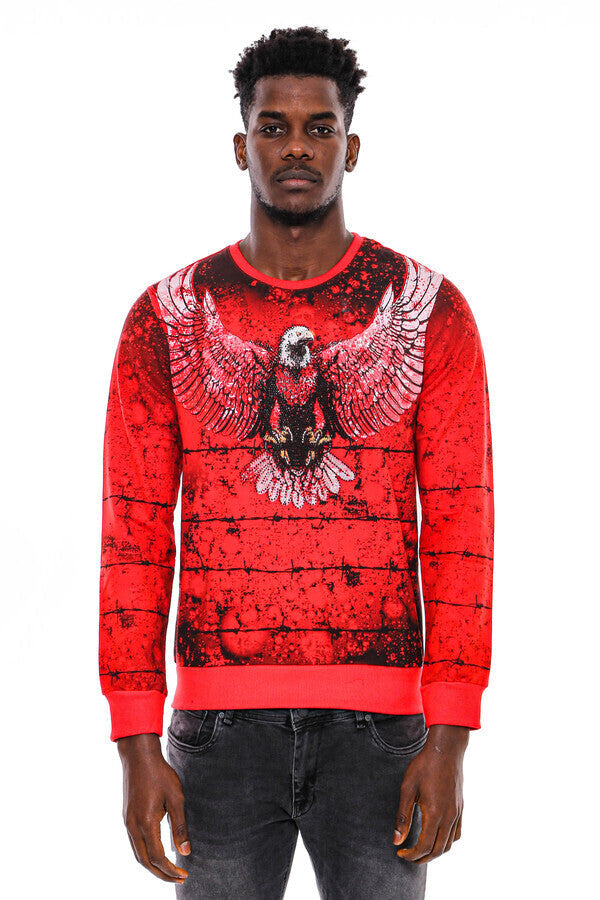WSS Red Eagle Patterned Slim Fit Sweatshirt  - Jocotepec