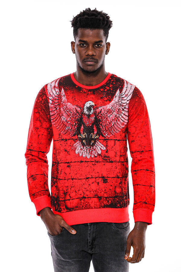 WSS Red Eagle Patterned Slim Fit Sweatshirt  - Jocotepec