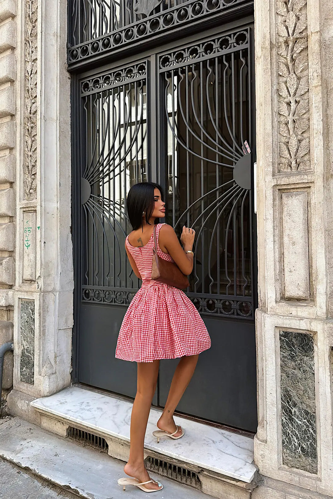 EYY Women Red Gingham Mini Dress - Lauderdale Lakes