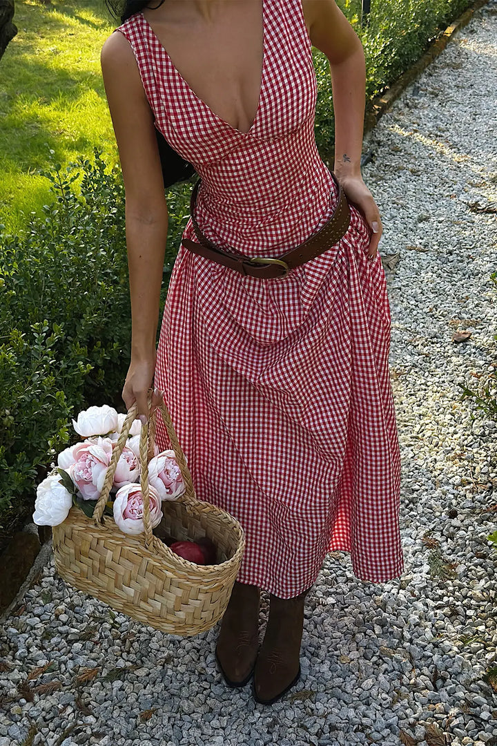 EYY Women Red Plaid Dress - Santa Cruz