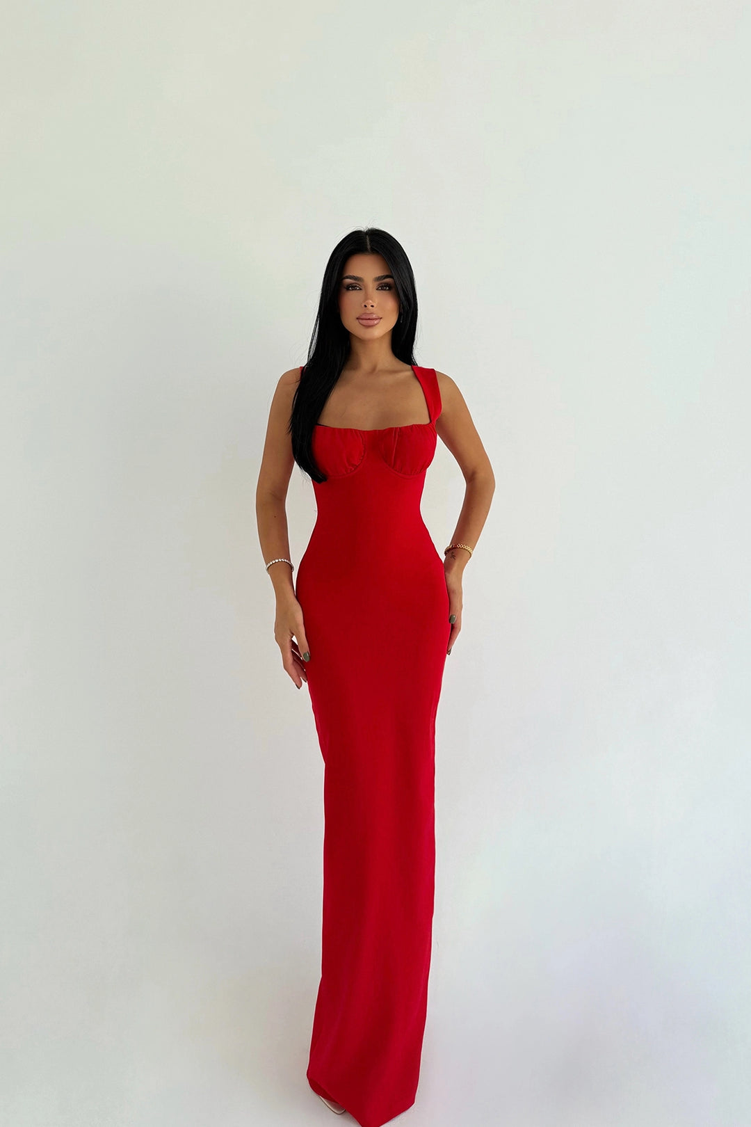 EYY Women Red Shawl Long Dress - Birmingham
