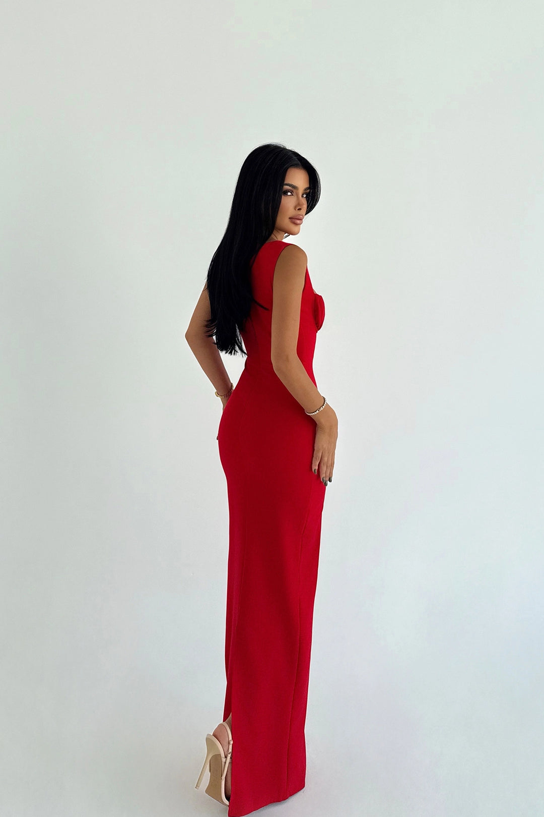 EYY Women Red Shawl Long Dress - Birmingham