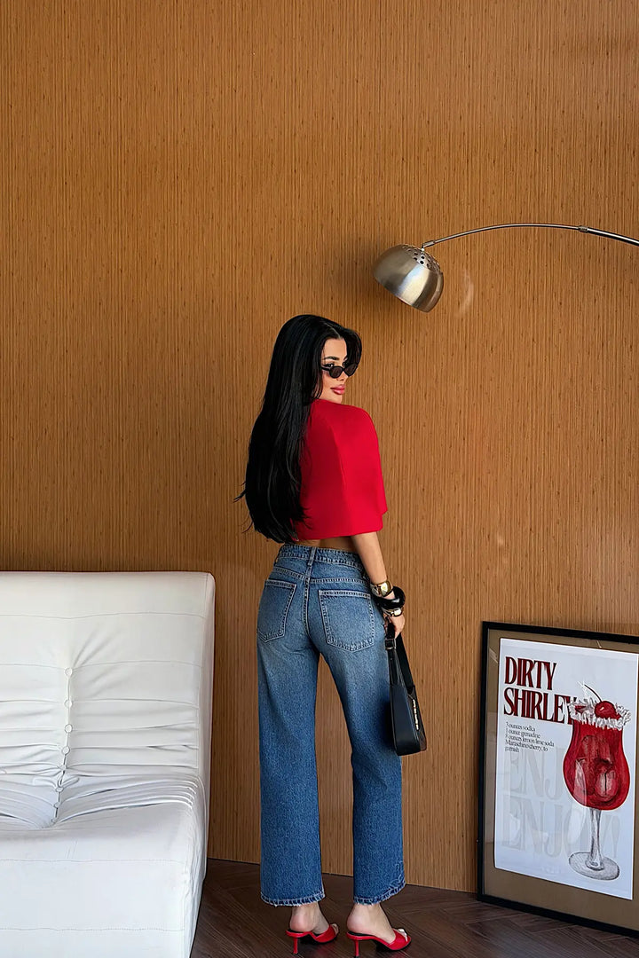 EYY Women Red Zipper Detail Crop Top - Northglenn