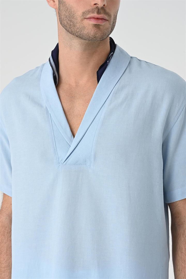 ANT Relax Fit Shawl Collar Short Sleeve Men's Shirt - Burbank