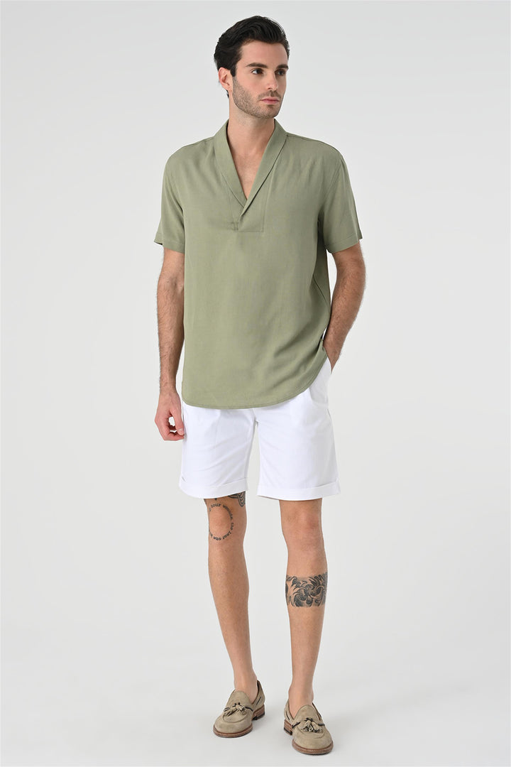 ANT Relax Fit Shawl Collar Short Sleeve Men's Shirt - Jacksonville