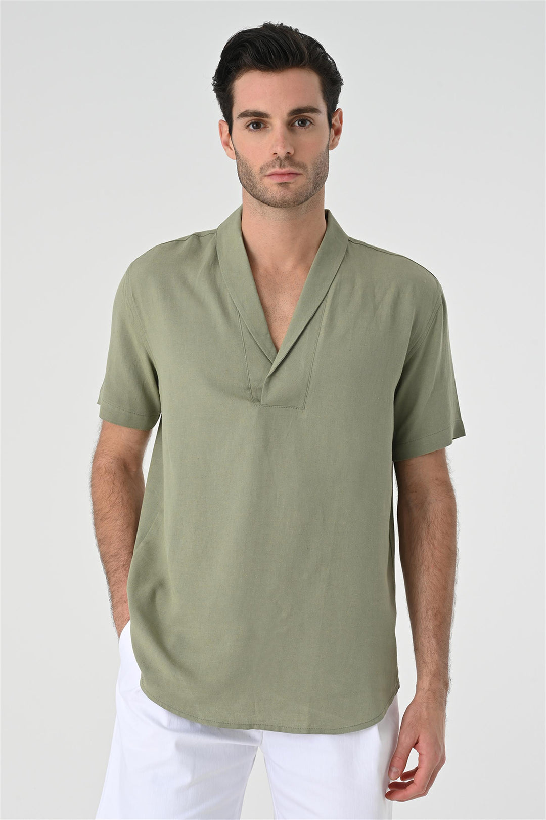 ANT Relax Fit Shawl Collar Short Sleeve Men's Shirt - Jacksonville