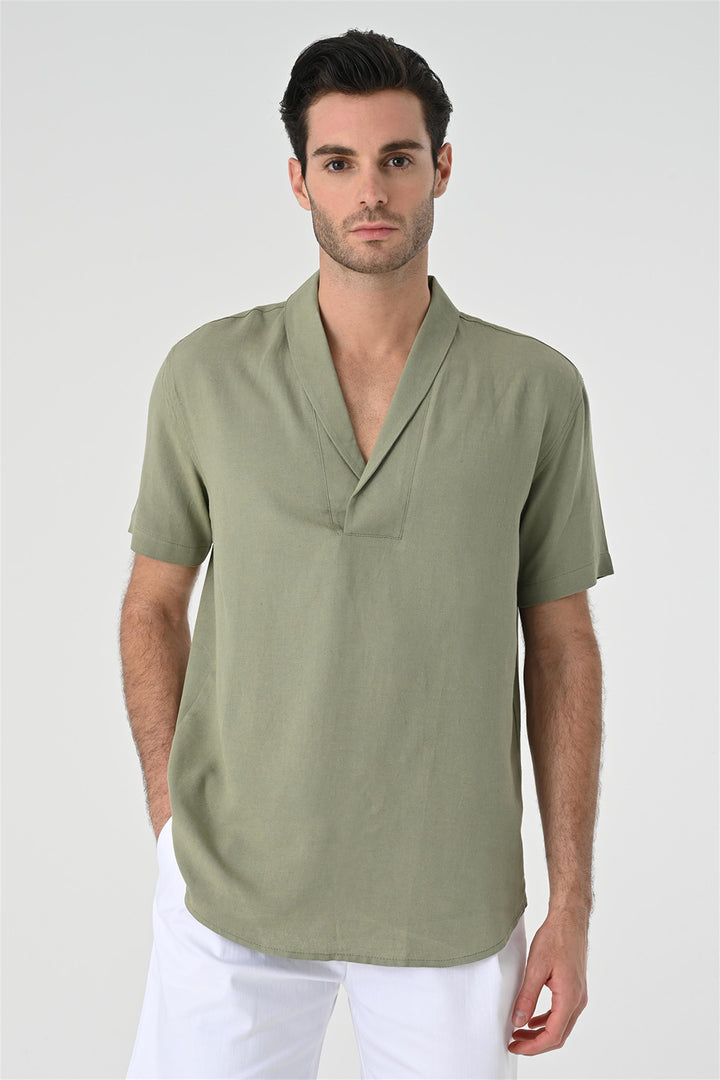 ANT Relax Fit Shawl Collar Short Sleeve Men's Shirt - Jacksonville