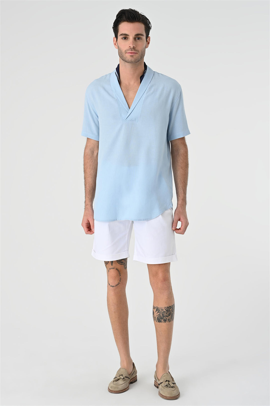 ANT Relax Fit Shawl Collar Short Sleeve Men's Shirt - Burbank