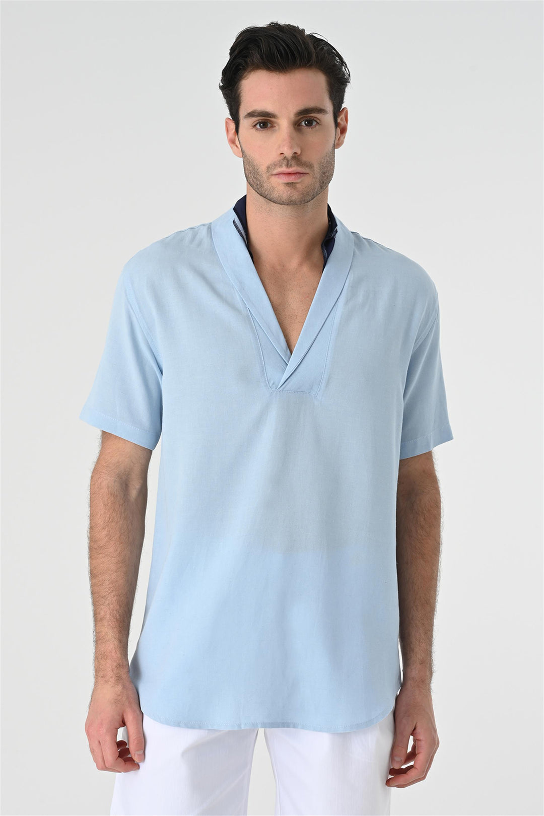 ANT Relax Fit Shawl Collar Short Sleeve Men's Shirt - Burbank