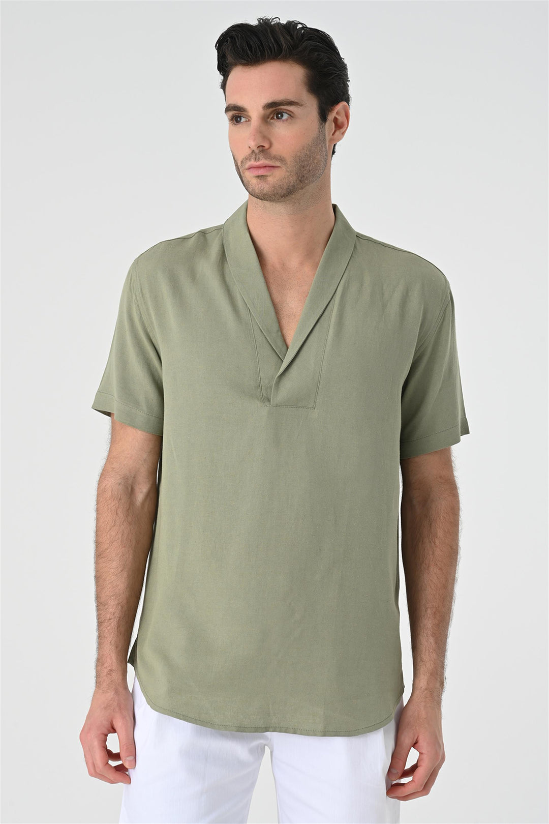 ANT Relax Fit Shawl Collar Short Sleeve Men's Shirt - Jacksonville