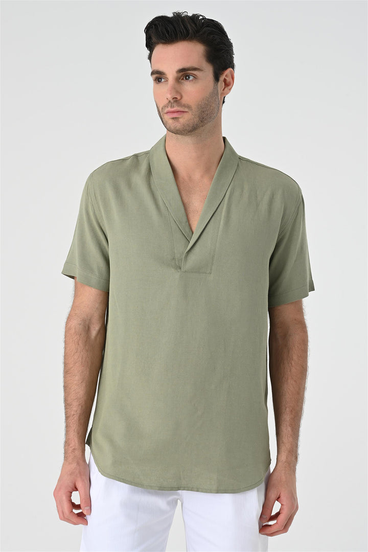 ANT Relax Fit Shawl Collar Short Sleeve Men's Shirt - Jacksonville