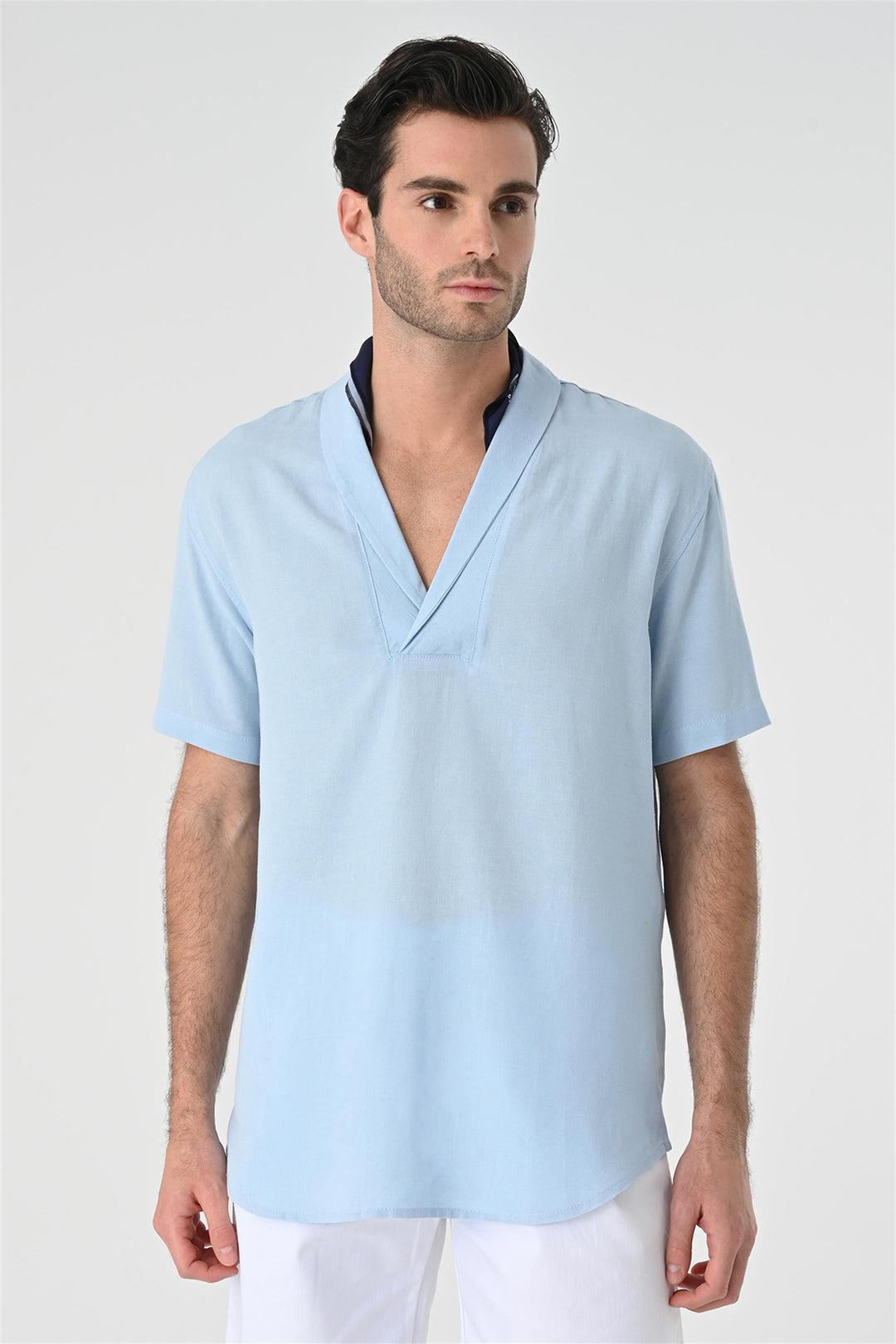 ANT Relax Fit Shawl Collar Short Sleeve Men's Shirt - Burbank