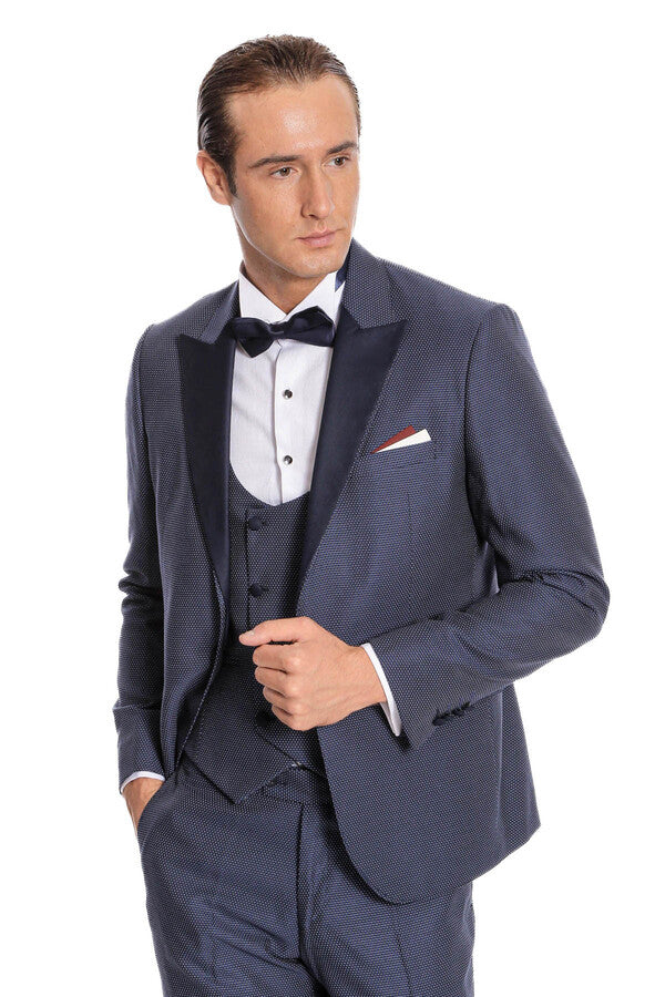 WSS Removable Lapel Vested Navy Blue Tuxedo  - Stoke-on-Trent