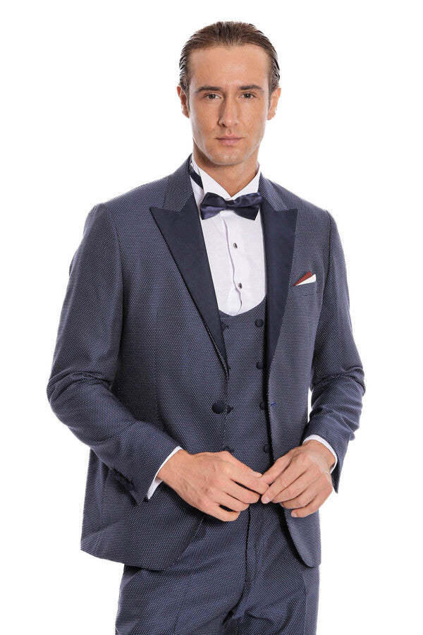 WSS Removable Lapel Vested Navy Blue Tuxedo  - Stoke-on-Trent