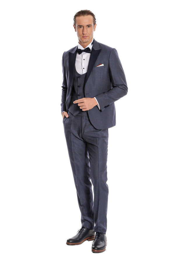 WSS Removable Lapel Vested Navy Blue Tuxedo  - Stoke-on-Trent