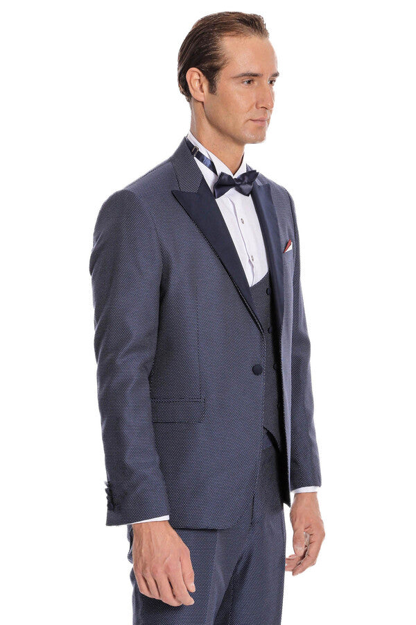 WSS Removable Lapel Vested Navy Blue Tuxedo  - Marlboro