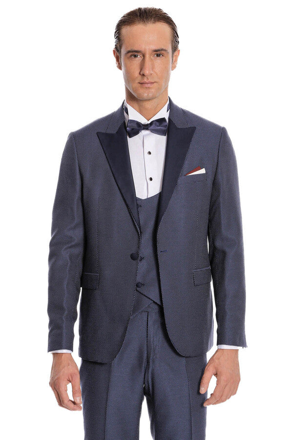 WSS Removable Lapel Vested Navy Blue Tuxedo  - Stoke-on-Trent