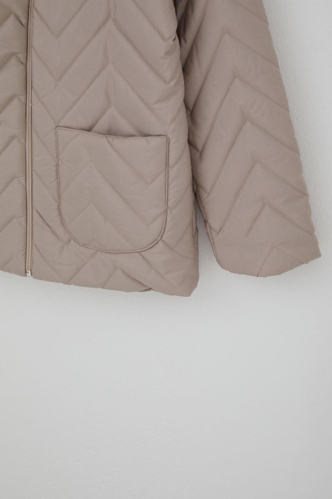 BRE Reycan Boy's Quilted Jacket with Zipper Plush Detail 5-8 Years, Stone - Whittier