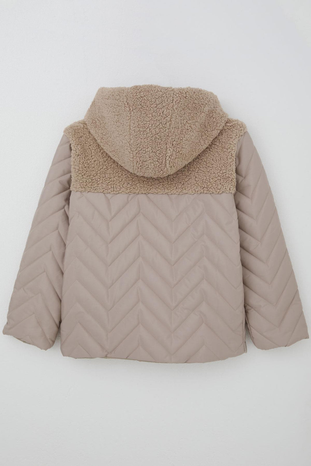 BRE Reycan Boy's Quilted Jacket with Zipper Plush Detail 5-8 Years, Stone - Whittier