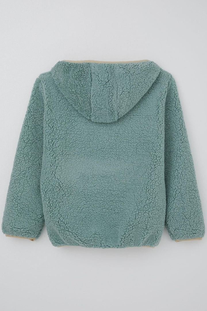 BRE Reycan Erkek Çocuk Peluş Sweatshirt Kapüşonlu Kanguru Cepli 5-8 Yaş, Su Yeşili - Bremerton