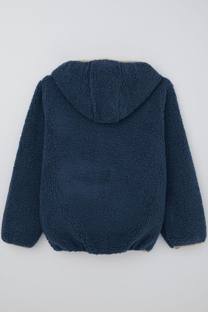 BRE Reycan Erkek Çocuk Peluş Sweatshirt Kapüşonlu Kanguru Cepli 5-8 Yaş, İndigo - Midlothian