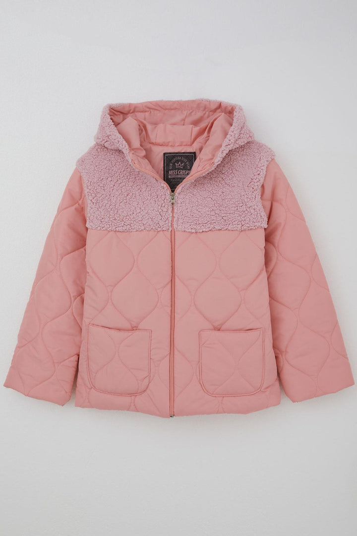 BRE Reycan Girl Child Quilted Jacket with Zipper Plush Detailed 5-8 Years, Salmon - Fond du Lac