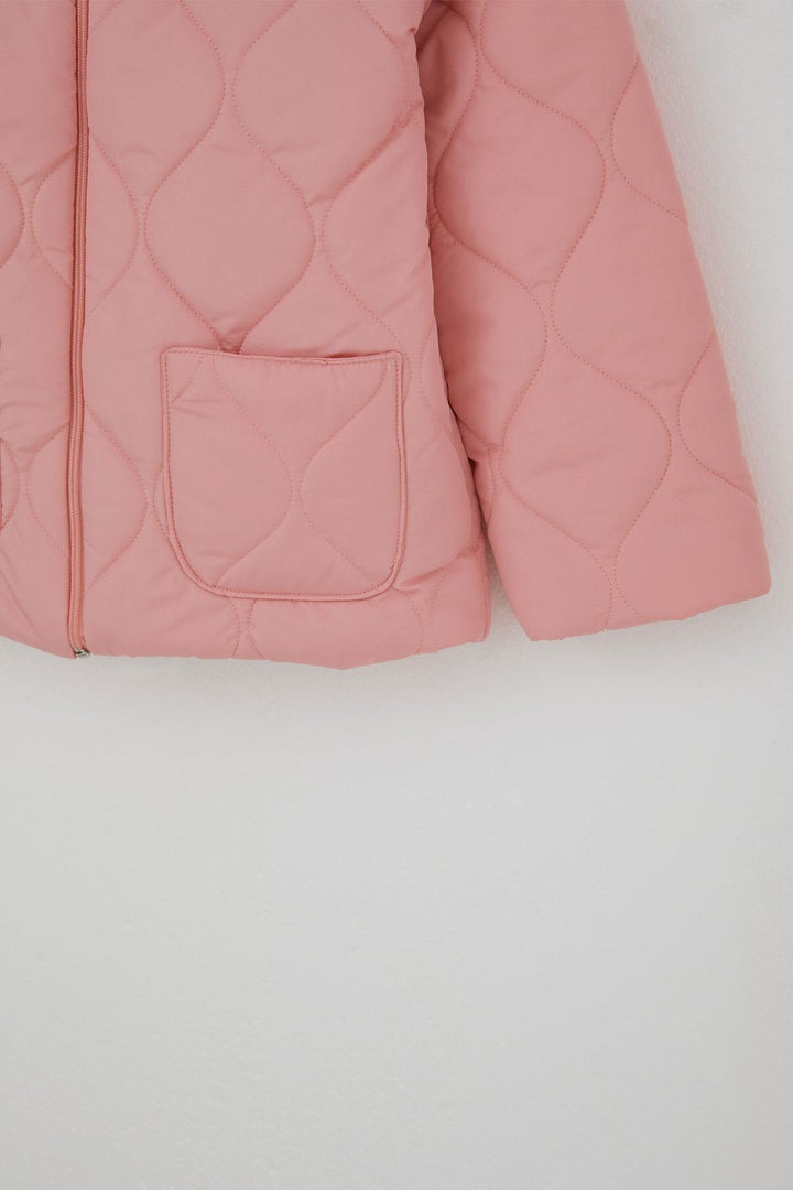 BRE Reycan Girl Child Quilted Jacket with Zipper Plush Detailed 5-8 Years, Salmon - Fond du Lac