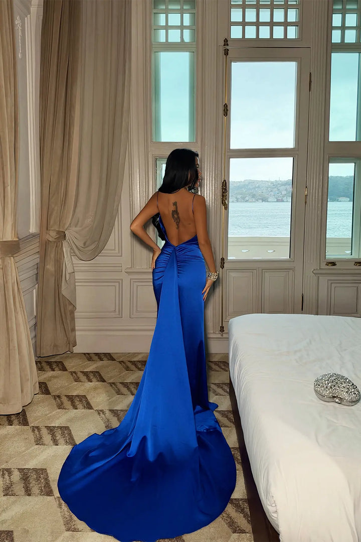EYY Women Royal Blue Spaghetti-Strap Maxi Dress - Santiago Juxtlahuaca