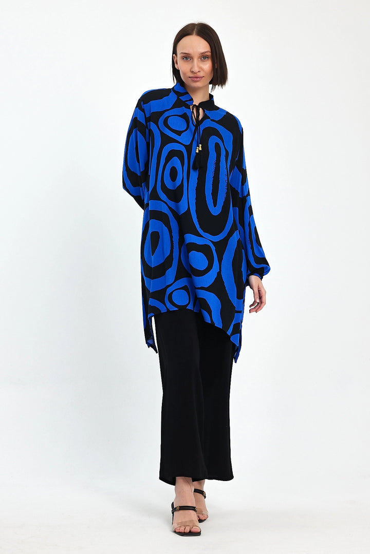 Maxi Boy Saks Geometric Patterned Pants and Long Tunic Set BCVL-241017 - Scandicci