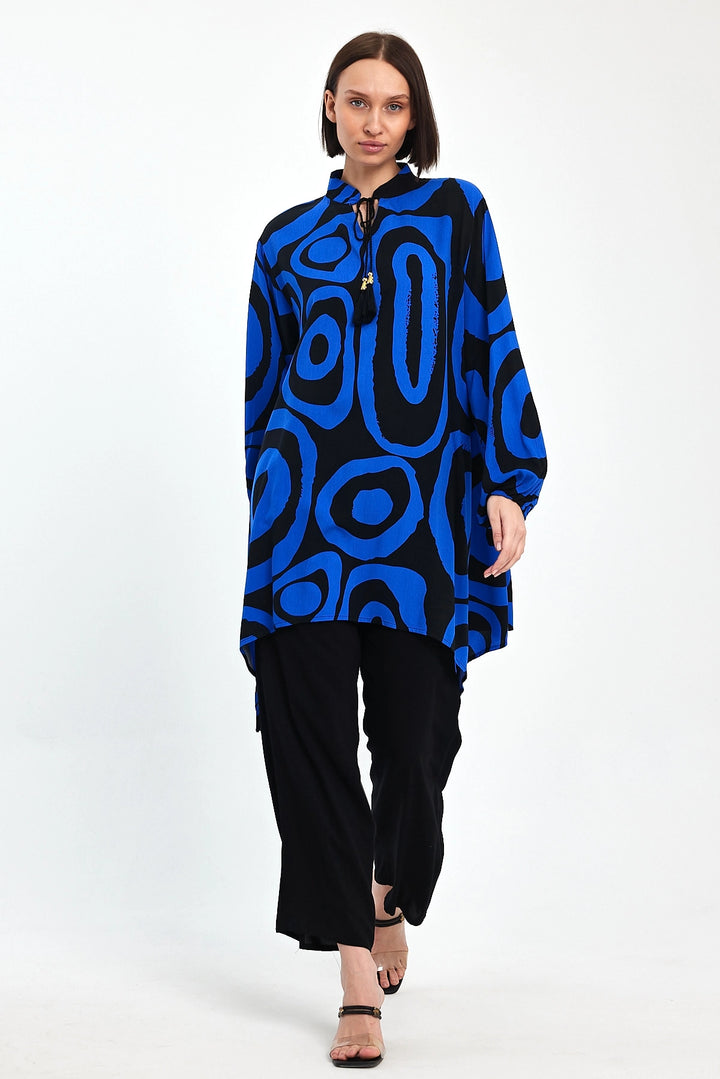 Maxi Boy Saks Geometric Patterned Pants and Long Tunic Set BCVL-241017 - Scandicci